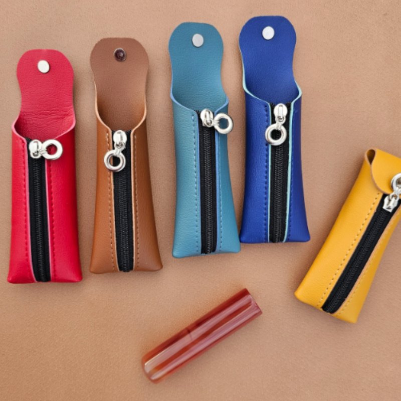 Double Lock Zipper Snap Storage Case with Stamp Mini Makeup Perfume Holder Pouch for Travel