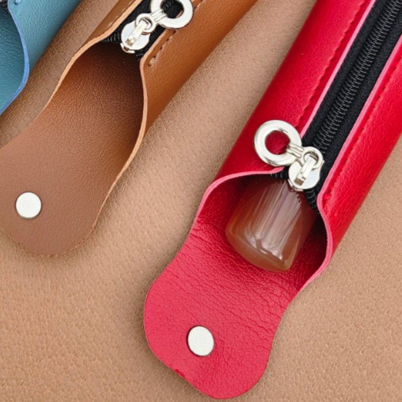 Double Lock Zipper Snap Storage Case with Stamp Mini Makeup Perfume Holder Pouch for Travel