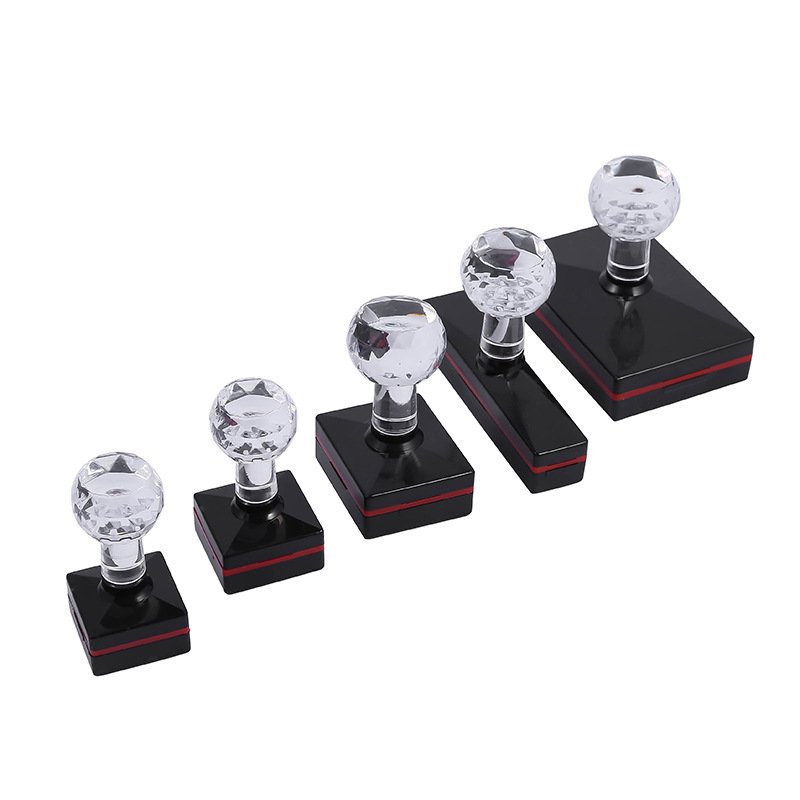 HB Crystal Handle Series Custom Multiple Sizes Pre Inked Crystal Handle Photosensitive Office Flash Stamps