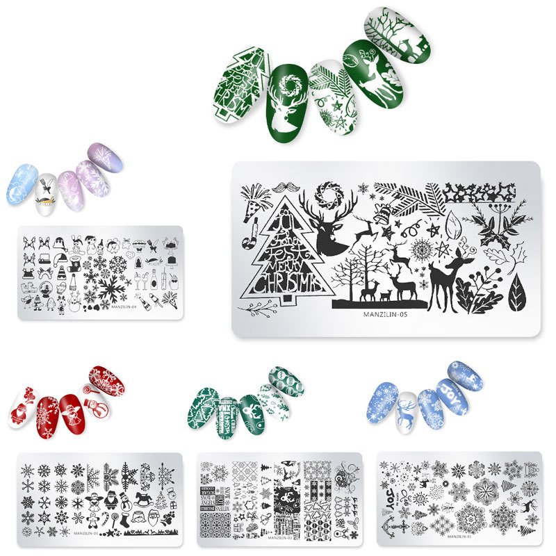 Christmas Nail Stamping Plates Xmas Snowflake Festival Pattern Nail Art Image Plates Nail Printing Stencil Templates