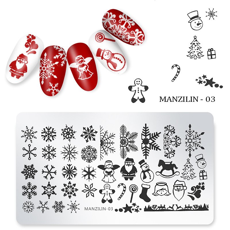 Christmas Nail Stamping Plates Xmas Snowflake Festival Pattern Nail Art Image Plates Nail Printing Stencil Templates