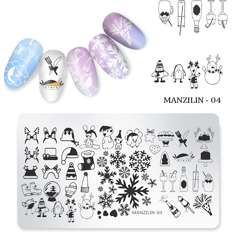 Christmas Nail Stamping Plates Xmas Snowflake Festival Pattern Nail Art Image Plates Nail Printing Stencil Templates