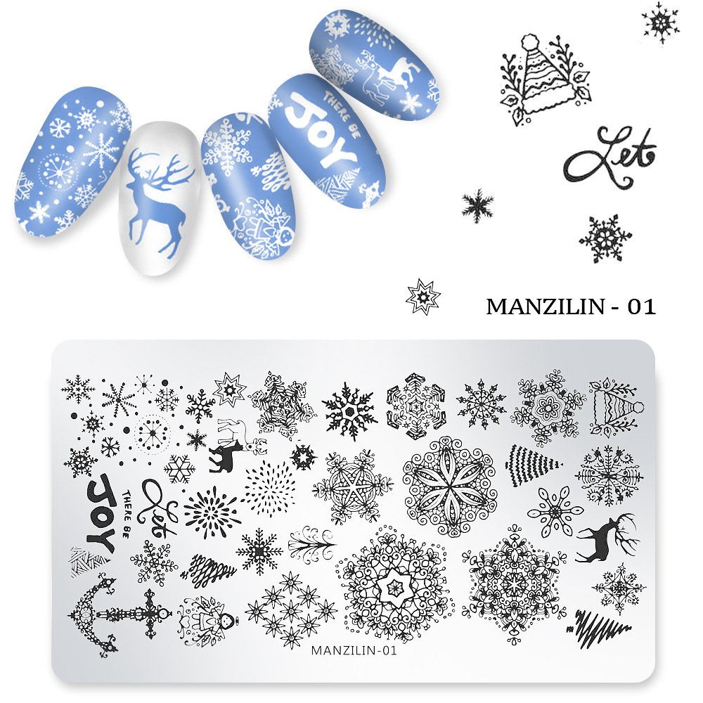 Christmas Nail Stamping Plates Xmas Snowflake Festival Pattern Nail Art Image Plates Nail Printing Stencil Templates