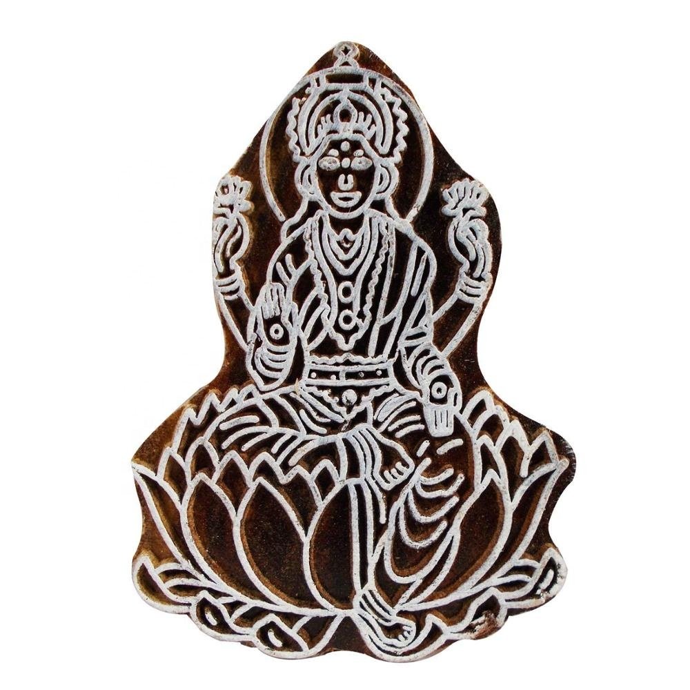 Hand Carved Lotus Designs Printing Block Wooden Stamp