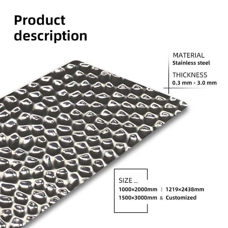 SUS 304 0.5mm thick 8K mirror surface water ripple pattern stamped stainless steel ceiling