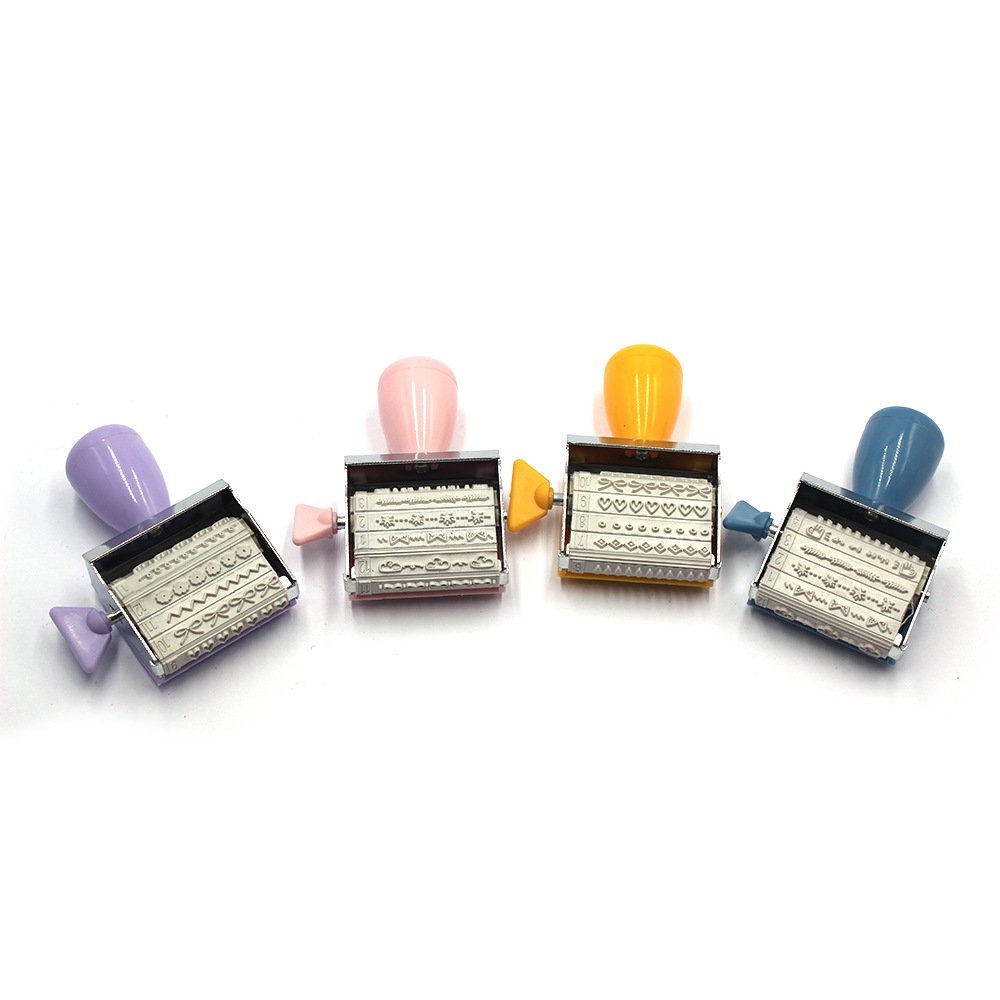 custom personalized phrase adjustable roller text letter number rolling rubber stamp