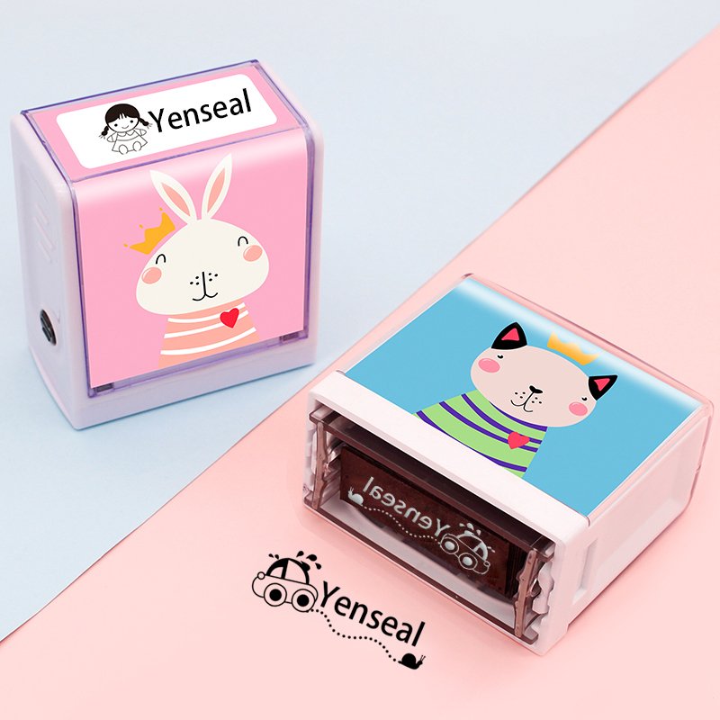 Factory Supplies Rectangle stamp Custom Blank Clothing Name ABS Plastic Mini Self Ink Stamps for Kids
