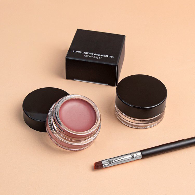 Fast Dry Creamy Colored Eye Liner Gel Eyeliner Clear Glass Jar Waterproof Vegan High Pigment Long-lasting Black Gel Eyeliner