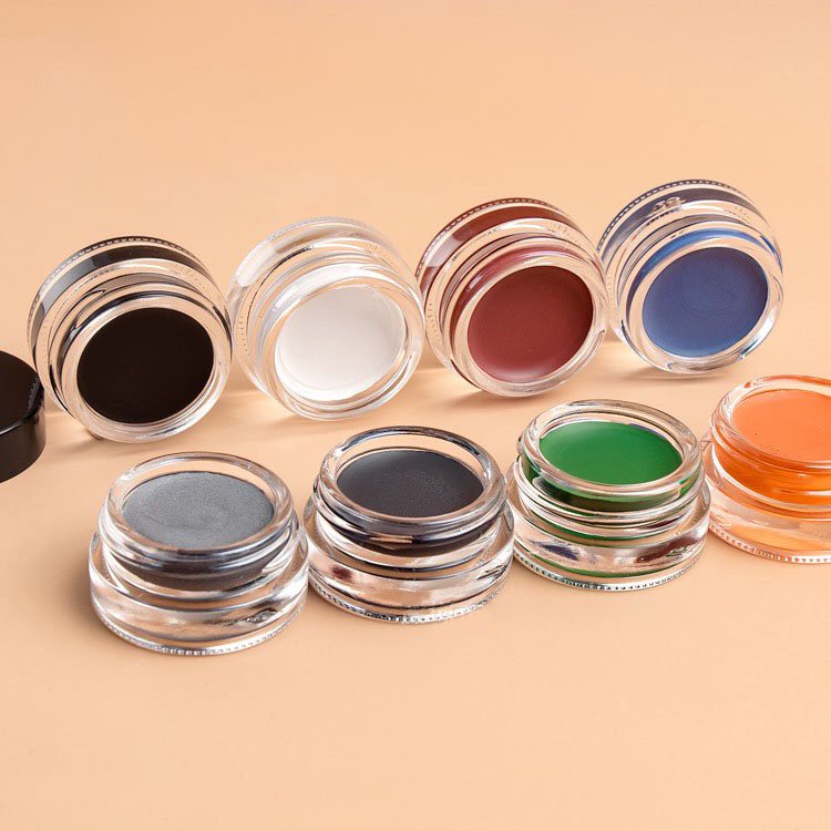 Fast Dry Creamy Colored Eye Liner Gel Eyeliner Clear Glass Jar Waterproof Vegan High Pigment Long-lasting Black Gel Eyeliner