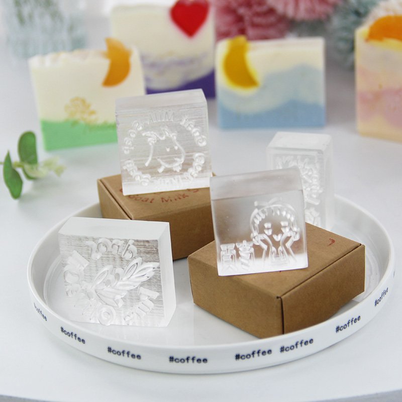 Word Soap Embossing Stamp with Handle Soap Stamp DIY Logo Soap Acrylic Stamp