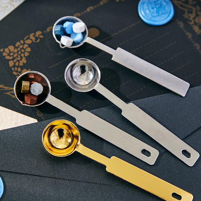 Wax Spoon Big Wooden Handle Sealing Spoon Vintage Brass Melting Spoon Wax Seal Warmer for Wax Seal Stamp Envelope Letter