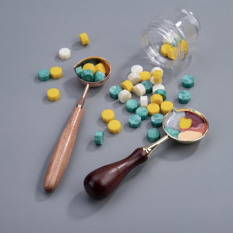 Wax Spoon Big Wooden Handle Sealing Spoon Vintage Brass Melting Spoon Wax Seal Warmer for Wax Seal Stamp Envelope Letter
