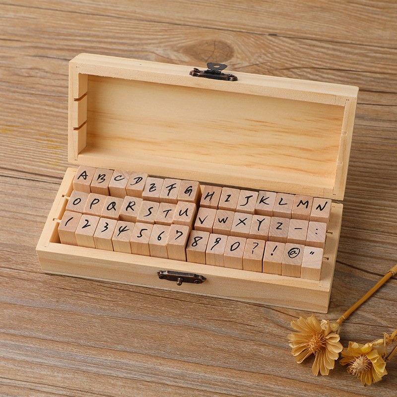 Customized Logo Wholesale Digital English Combination Hand Account Seal 42 Alphanumeric Symbol stamps Set DIY Small stamp