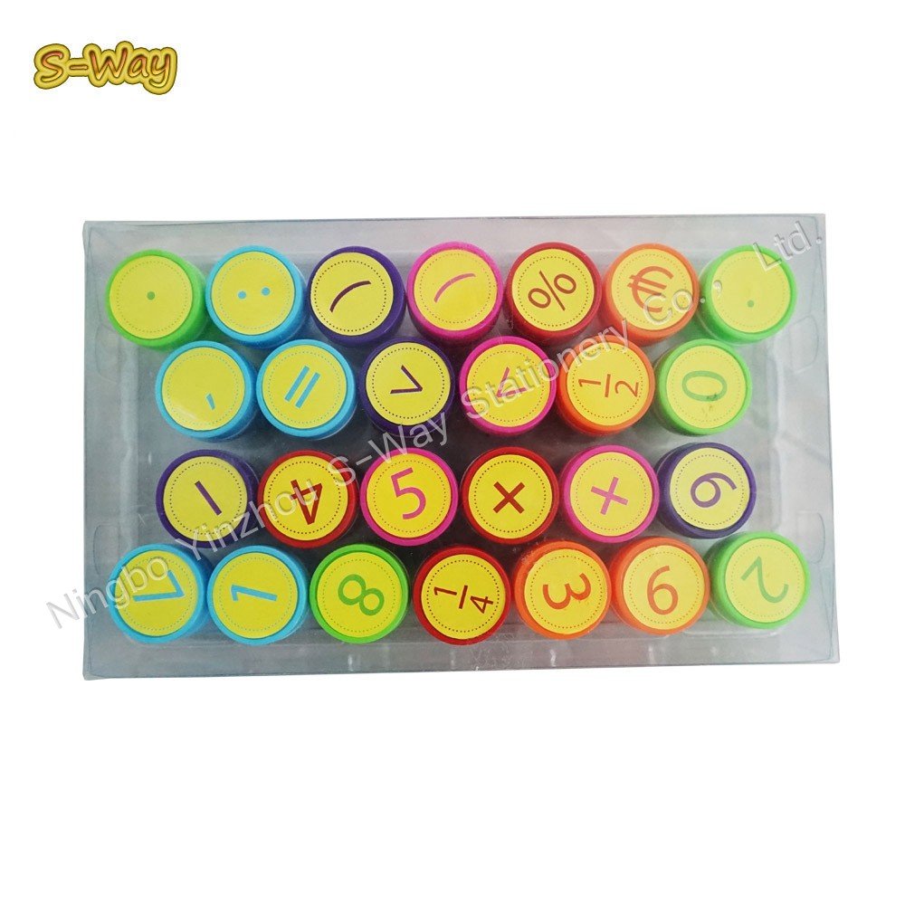 PVC BOX packing,36pcs per one box,round stamp/Self-Inking Stamps