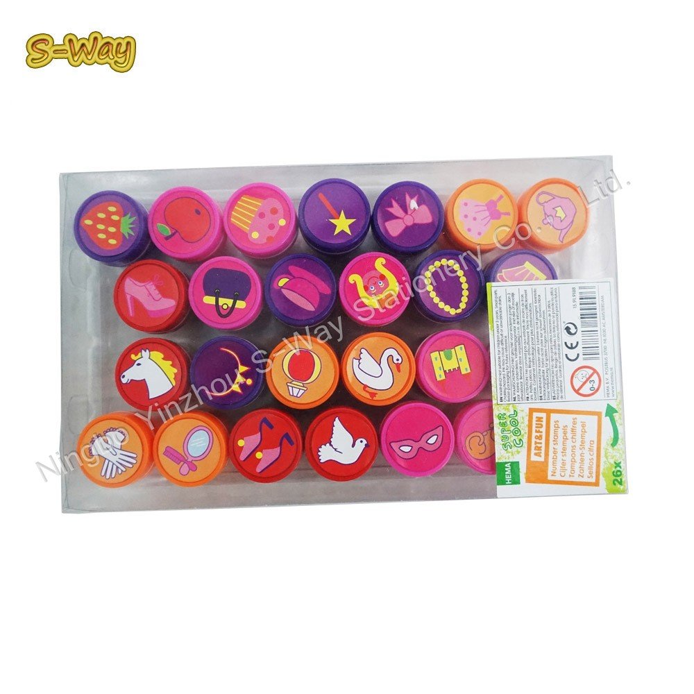 PVC BOX packing,36pcs per one box,round stamp/Self-Inking Stamps