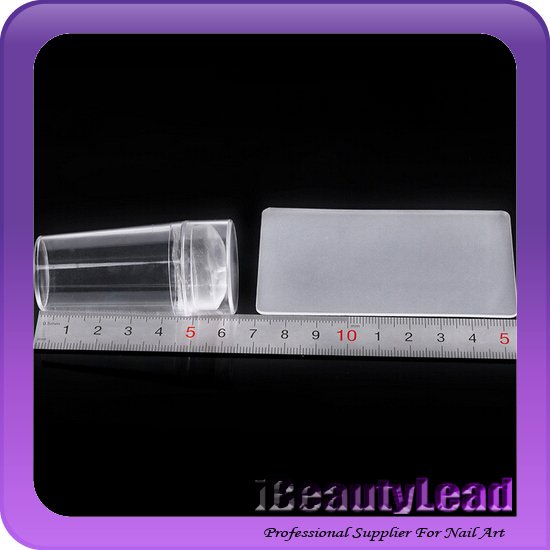 Transparent silicone nail stamp and scraper stamping nail art set