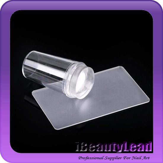 Transparent silicone nail stamp and scraper stamping nail art set