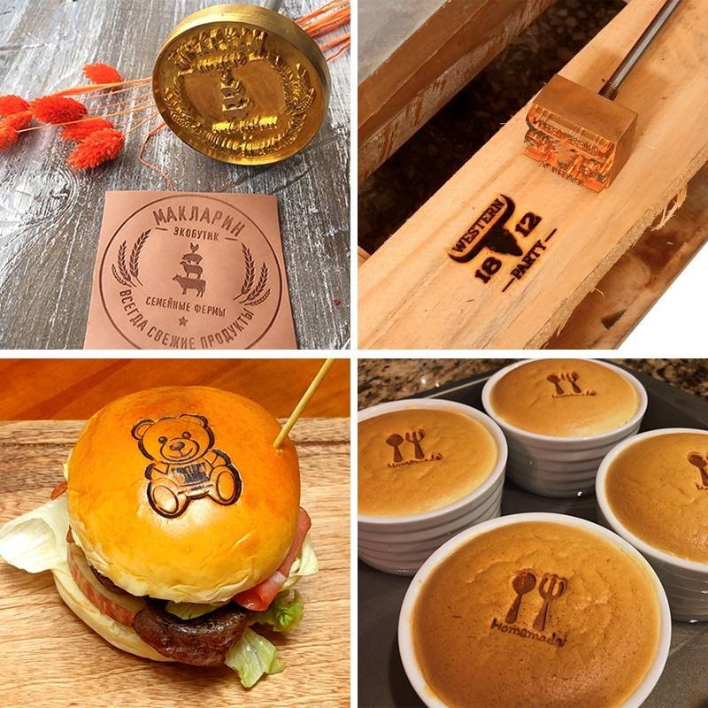 Custom Branding Iron for Food Meat Branding Iron Stamp for Burger Custom Steak Branding Iron Stamp with Wood Handle