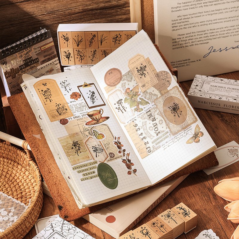 China Manufacturer Personalized Custom Shapes Design Proof Wood Rubber Rose Decoration Ink Scrapbook Wooden Stamp For Kids