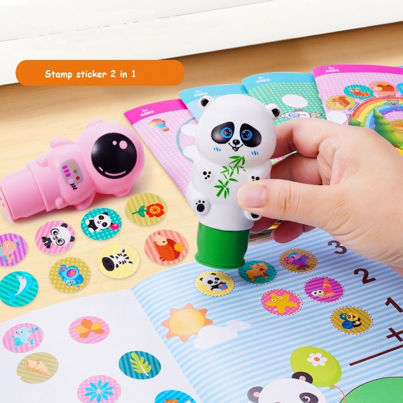 Creativity Mess-Free Animal Shape Magic Sticker Stamper With 100 Easy-Remove Stickers and Activity Book For Kids