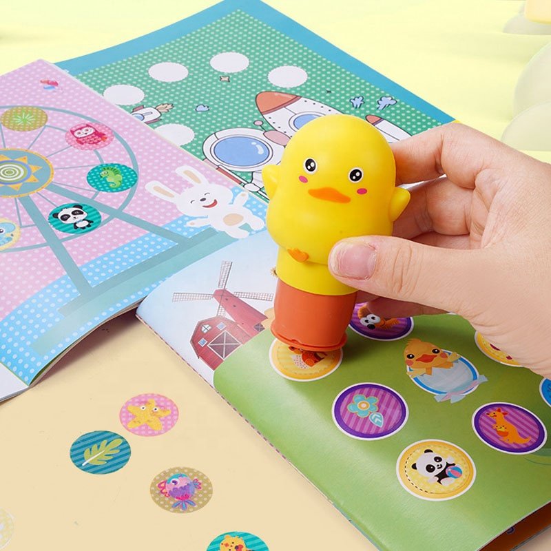 Creativity Mess-Free Animal Shape Magic Sticker Stamper With 100 Easy-Remove Stickers and Activity Book For Kids