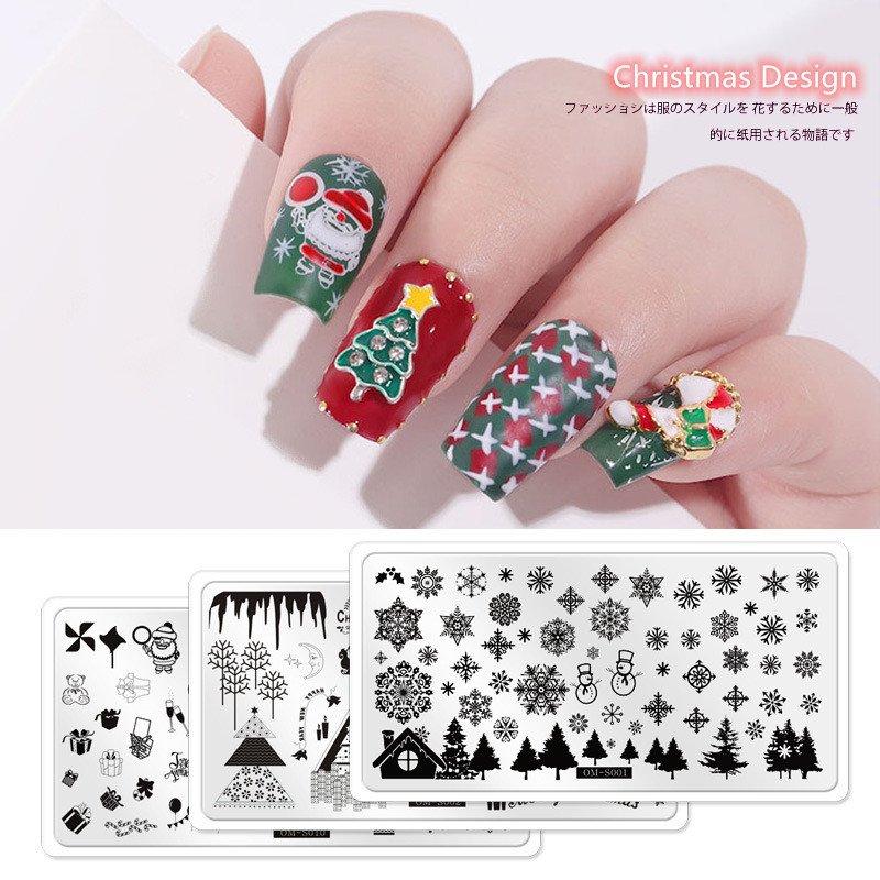 Hot sale 12 Designs Nail Printing Template Decoration Printing Mold Christmas Nail Art Stamping Plate