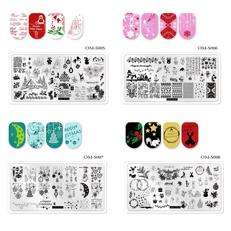 Hot sale 12 Designs Nail Printing Template Decoration Printing Mold Christmas Nail Art Stamping Plate
