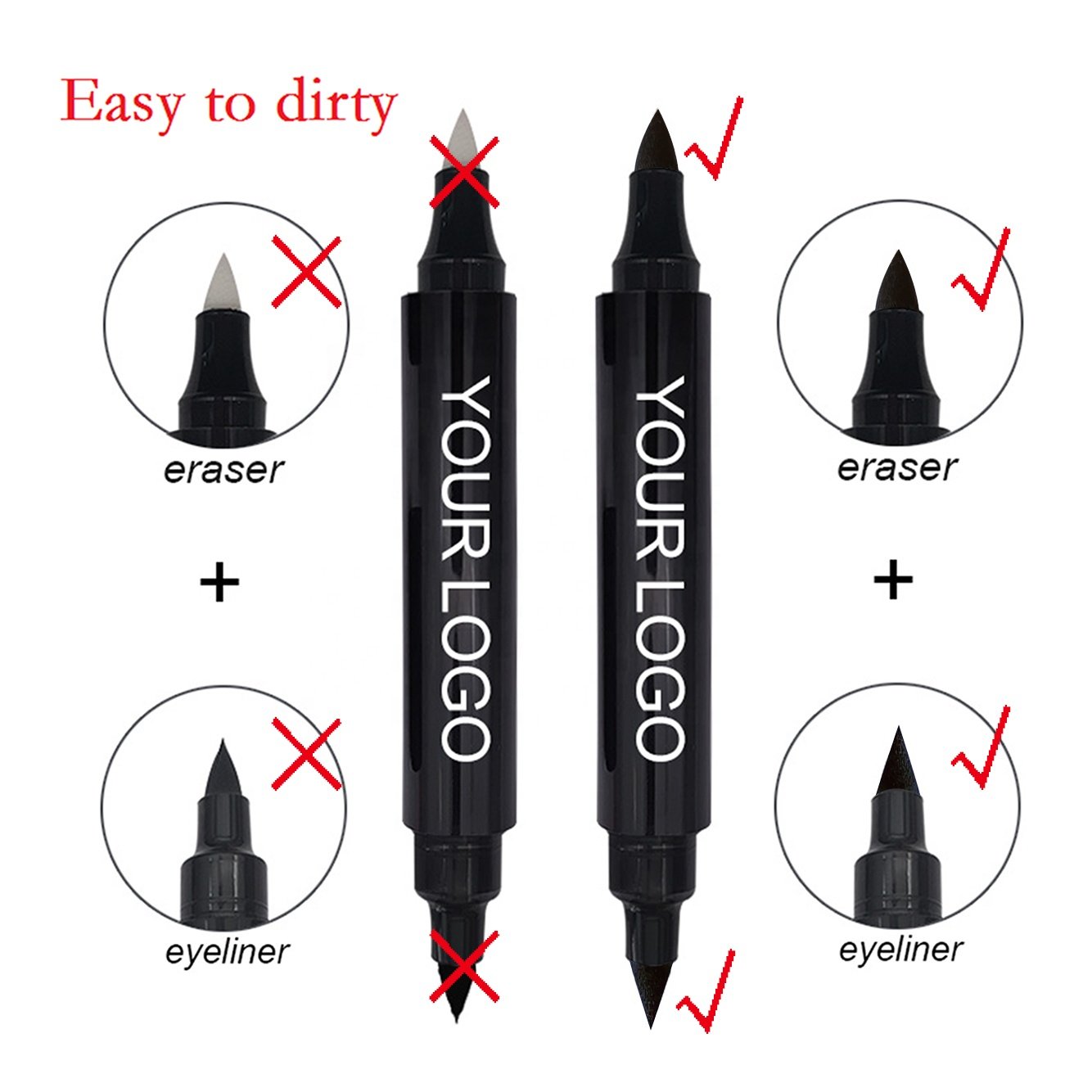 private label waterproof long lasting no- toxic halal eyeliner stamp with eraser