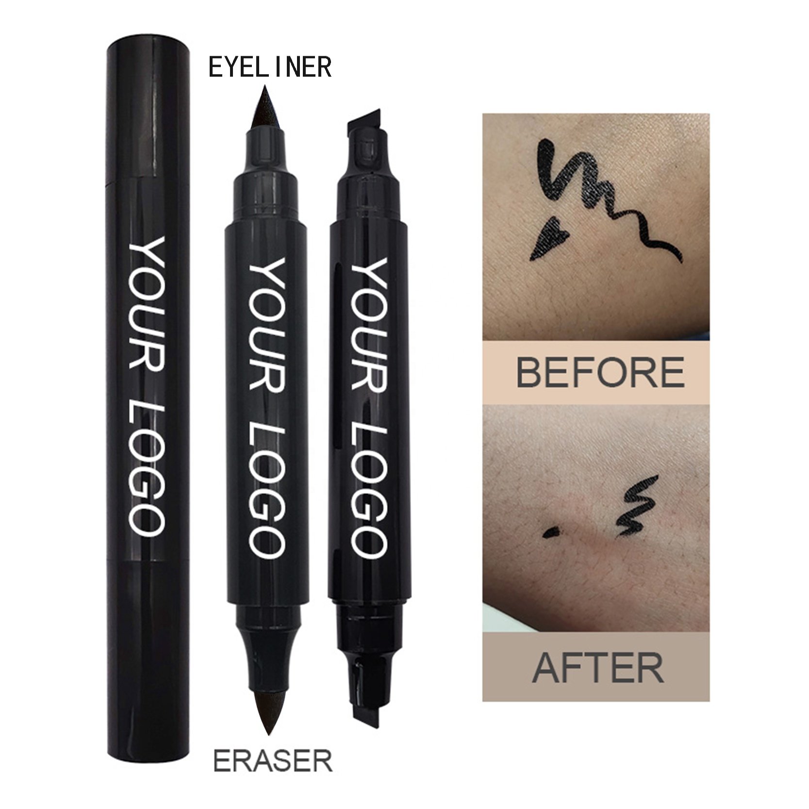 private label waterproof long lasting no- toxic halal eyeliner stamp with eraser