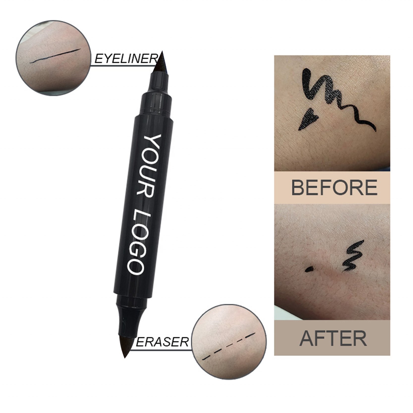 private label waterproof long lasting no- toxic halal eyeliner stamp with eraser