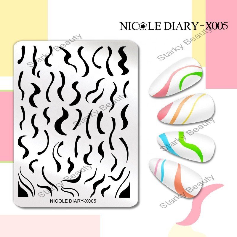 Geometric Floral Painted Template Stainless Steel DIY Nail Art Printing Board