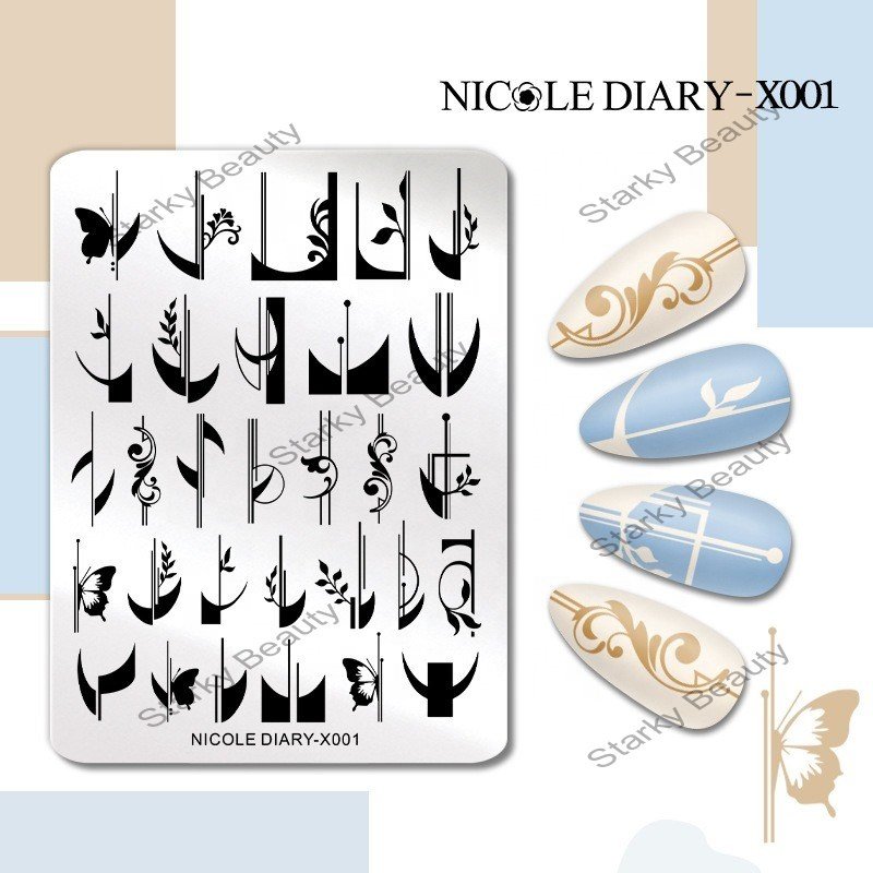 Geometric Floral Painted Template Stainless Steel DIY Nail Art Printing Board