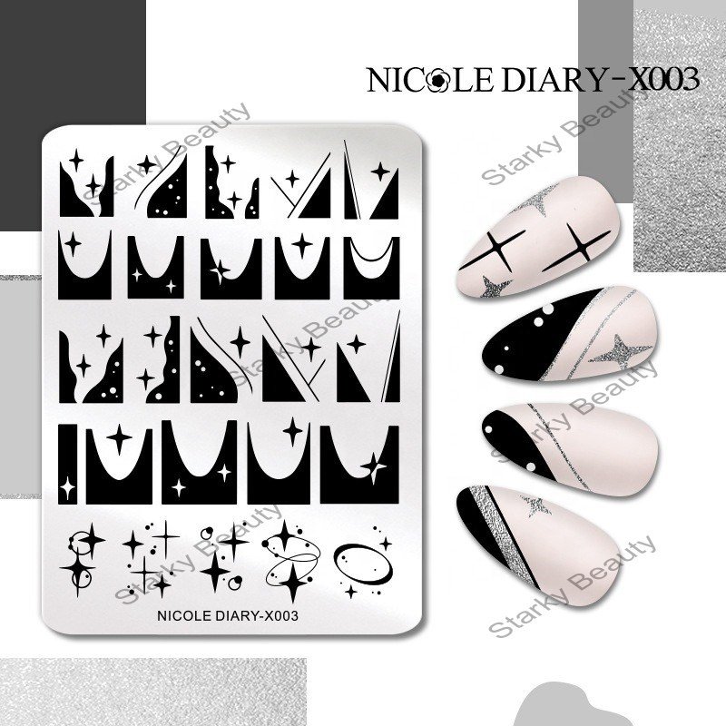 Geometric Floral Painted Template Stainless Steel DIY Nail Art Printing Board