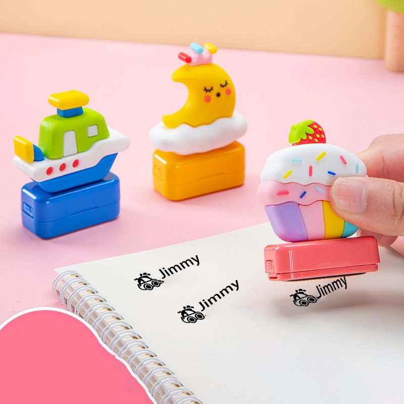 Custom name Logo stamp Printing Photosensitive personal Kids cute Rubber Flash Stamp for Kids Clothing