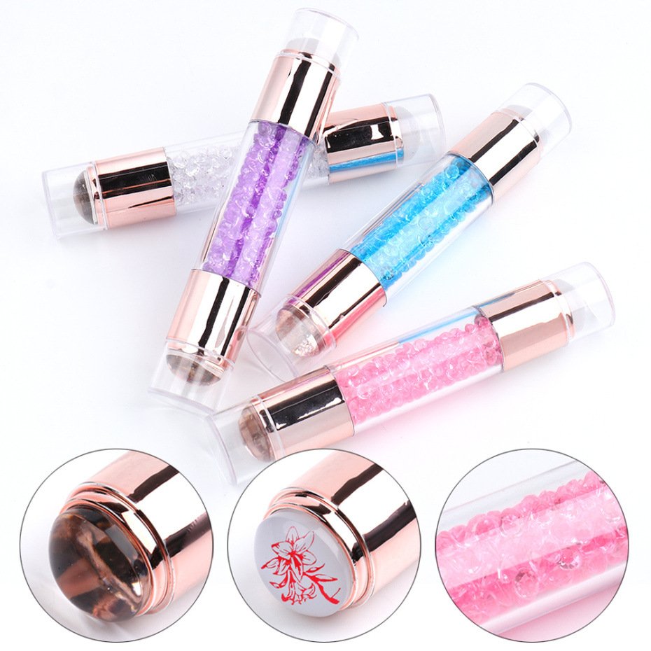 sale nail art tools Double - headed silicone nail template seal acrylic diamond nail stamp Wholesale
