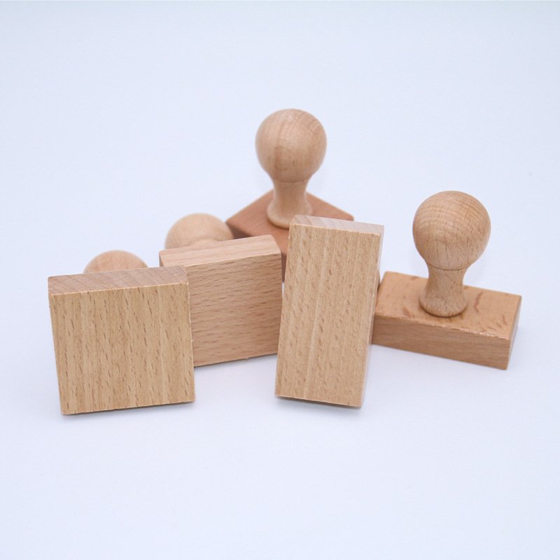 Natural Wooden With Round Handle Personalized Wood Handle Blank Wooden Rubber Stamp