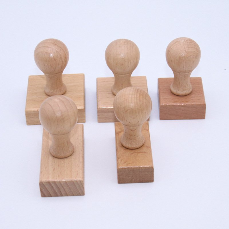 Natural Wooden With Round Handle Personalized Wood Handle Blank Wooden Rubber Stamp