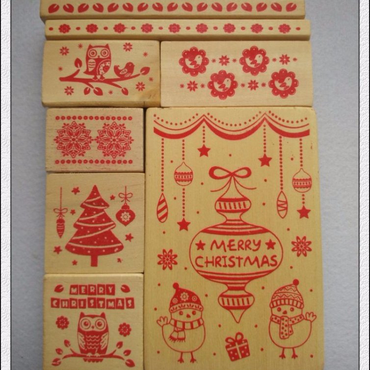 Christmas Wood stamp set Customized Holiday Wood stamp set