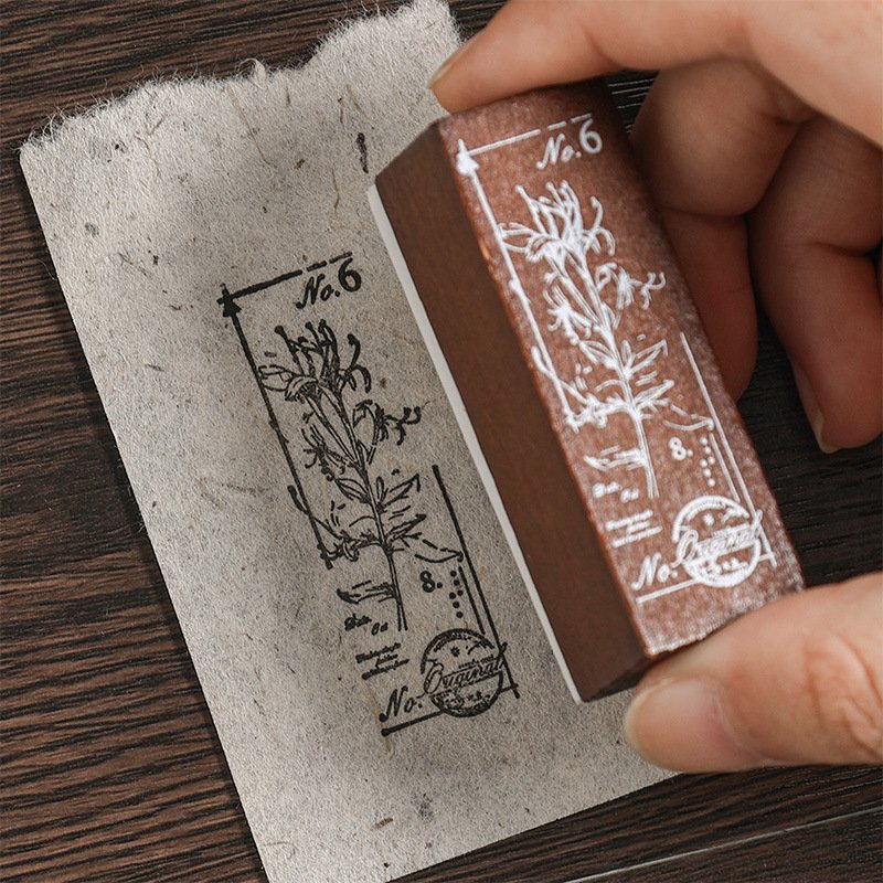 8 pcs combination vintage plant wood stamp set for scrapbooking diy journaling