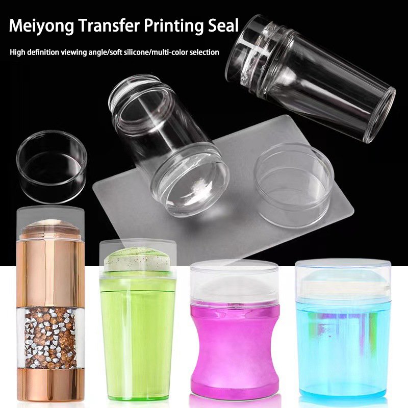Purple-Pink Jelly Silicone Nail Stamper Kit Clear Jelly Nail Art Board Scraper French Nail Art Stamping Tool Polishing Template