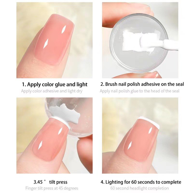 Purple-Pink Jelly Silicone Nail Stamper Kit Clear Jelly Nail Art Board Scraper French Nail Art Stamping Tool Polishing Template