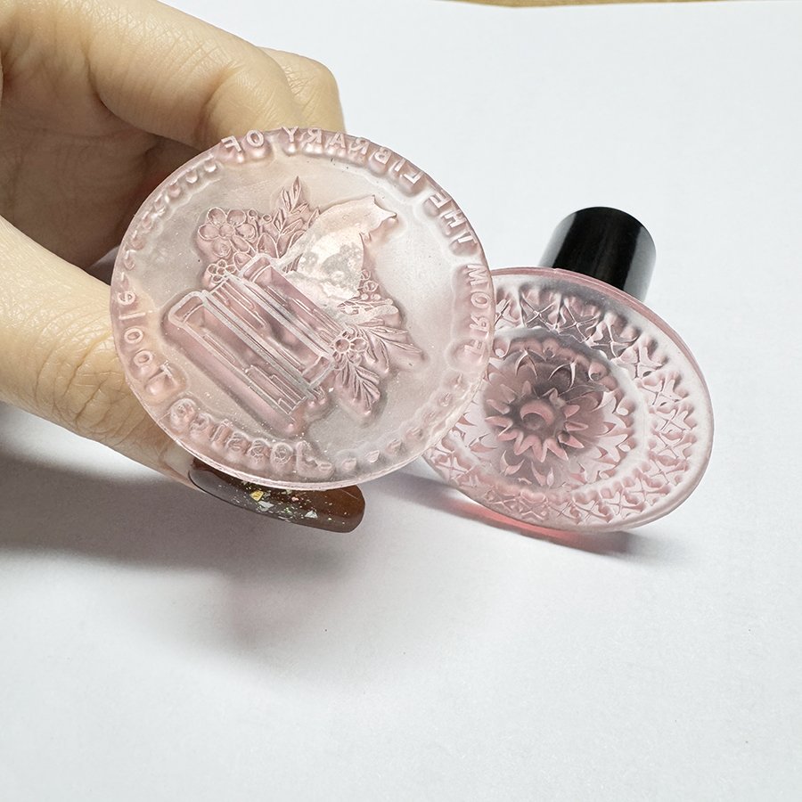 acrylic stamp custom logo acrylic square shaped clear stamp with wooden hand