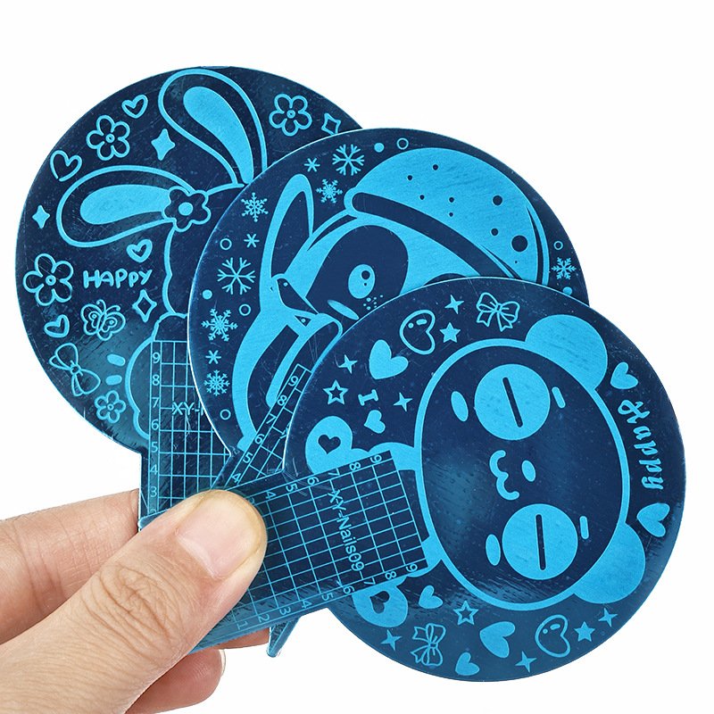 BQAN Newest Multifunctional Steel Ruler Form Nail Art Printing Stamping Templates Measure Nail Tips Nail Stamping Plate