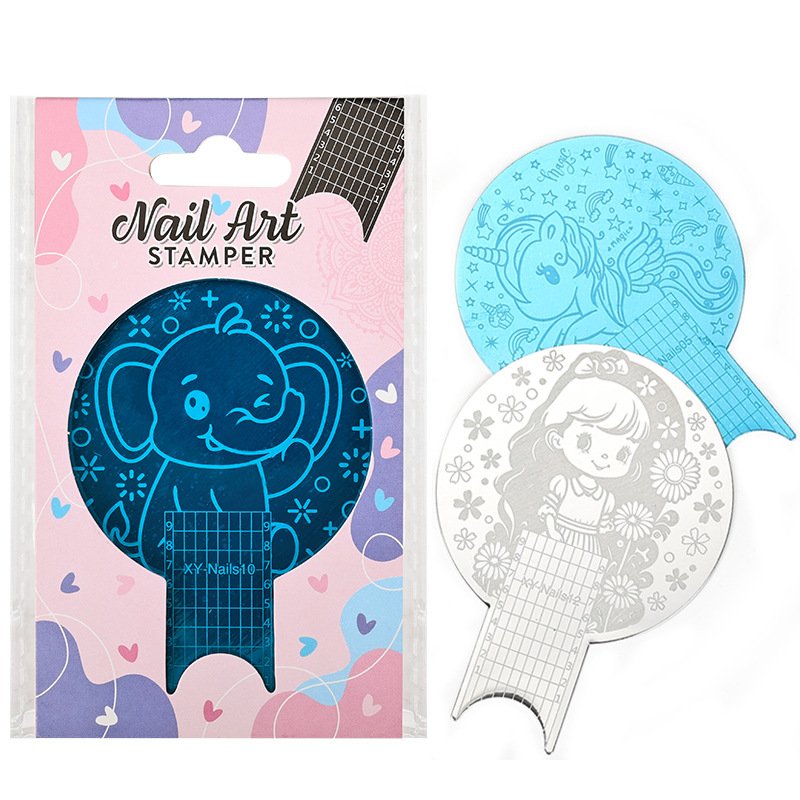 BQAN Newest Multifunctional Steel Ruler Form Nail Art Printing Stamping Templates Measure Nail Tips Nail Stamping Plate