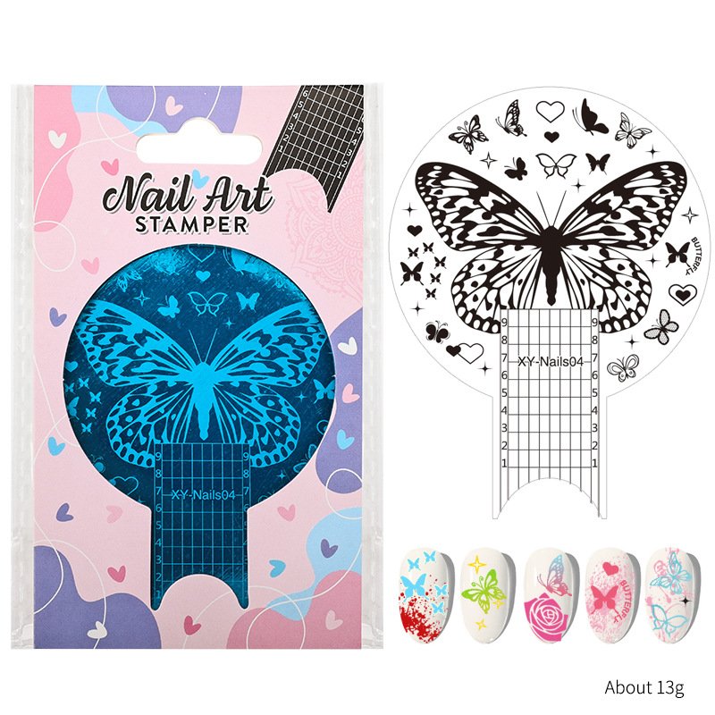 BQAN Newest Multifunctional Steel Ruler Form Nail Art Printing Stamping Templates Measure Nail Tips Nail Stamping Plate