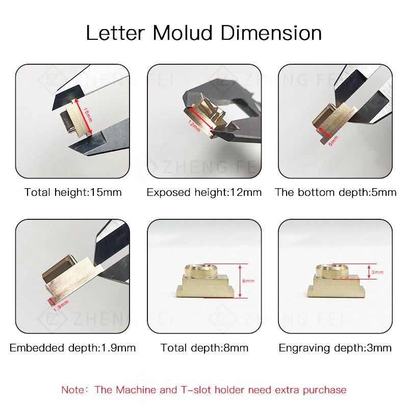 Number/Alphabet/Hebrew Brass Copper Flexible Heat Press LOGO T Slot Tall Engraving Mold Letters Hot Foil Stamping Letter Stamps