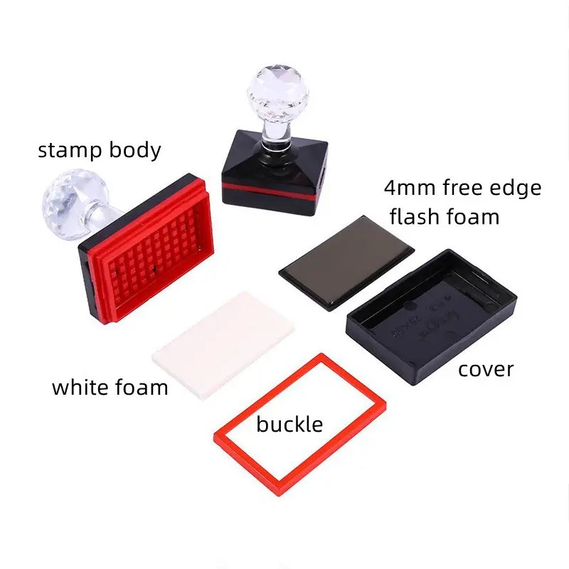 HY Series Crystal Handle Photosensitive Stamp Office Custom Teachers School Personalized Double Rubber Foam Flash Stamp Case