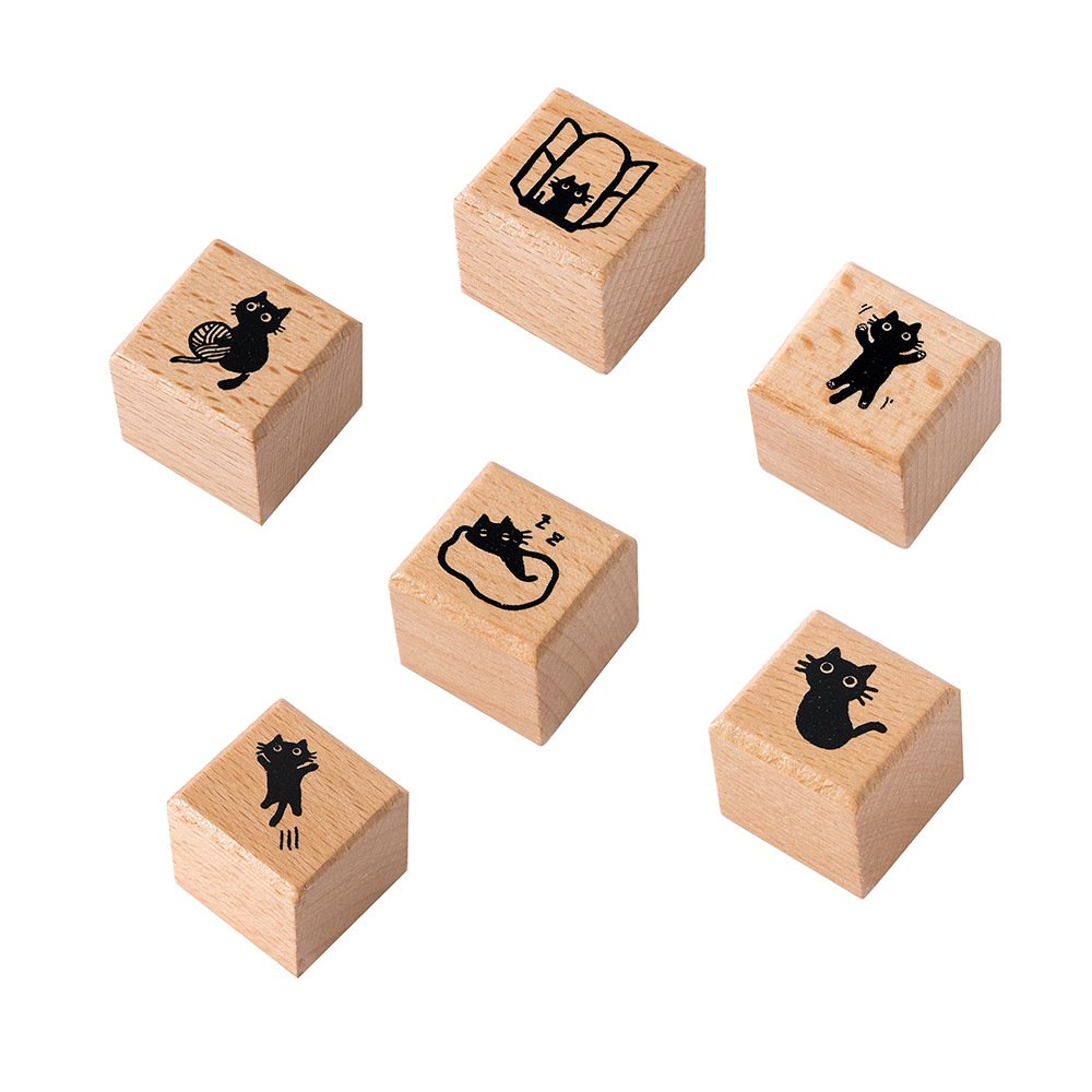1pc Beech Wood Stamp Mr. Edgar Series Cat Handbook Decoration Stamps