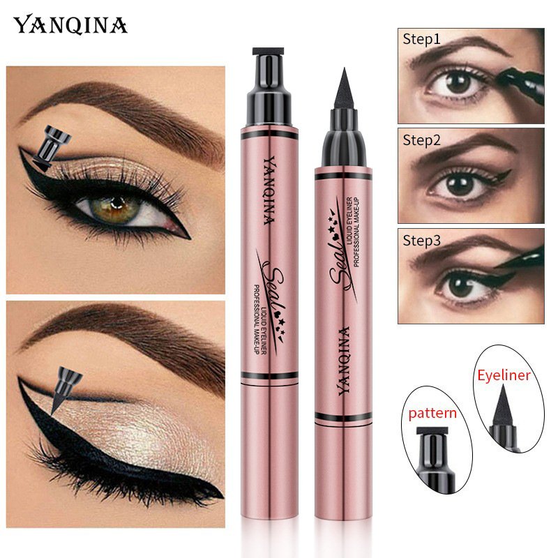 Professional Pink Double Ended Makeup Colored Eyeliner Custom Logo Pencil Quick Dry Waterproof Colored Liquid Eyeliner Stamp Pen