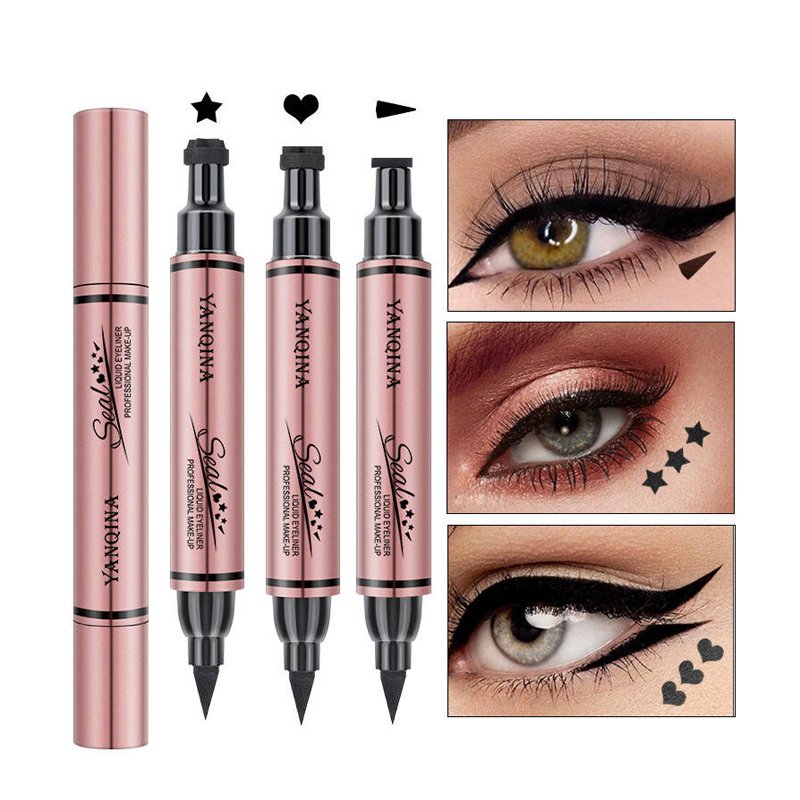 Professional Pink Double Ended Makeup Colored Eyeliner Custom Logo Pencil Quick Dry Waterproof Colored Liquid Eyeliner Stamp Pen